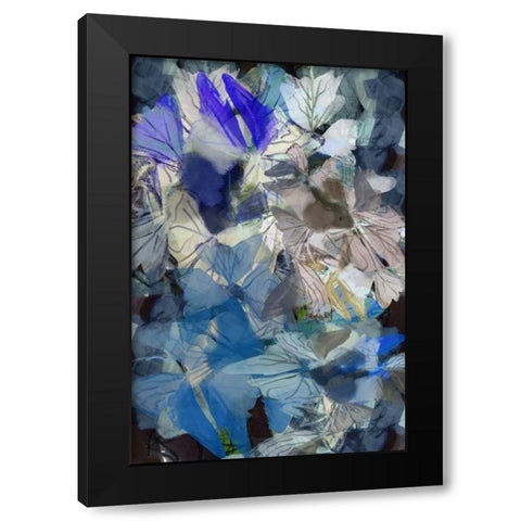 Midnight Blue Florals II Black Modern Wood Framed Art Print with Double Matting by Cartissi