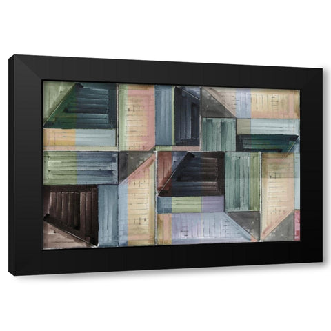 Pieces of Puzzle I Black Modern Wood Framed Art Print with Double Matting by Cartissi