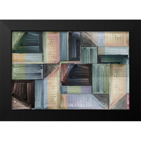 Pieces of Puzzle I Black Modern Wood Framed Art Print by Cartissi