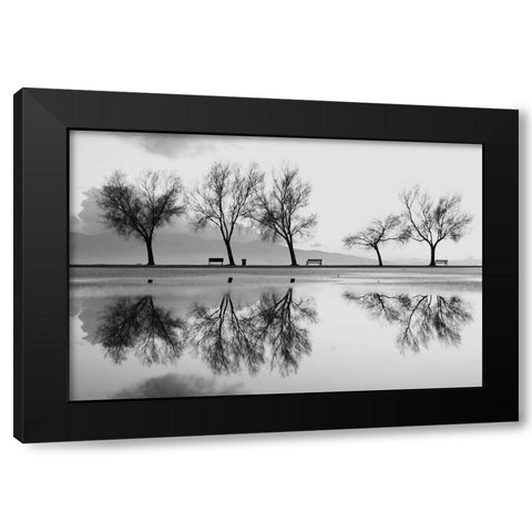 Kara Black Modern Wood Framed Art Print with Double Matting by Ayer