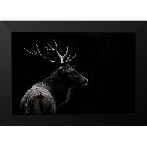 Mei - The Deer Soul Black Modern Wood Framed Art Print by 1x