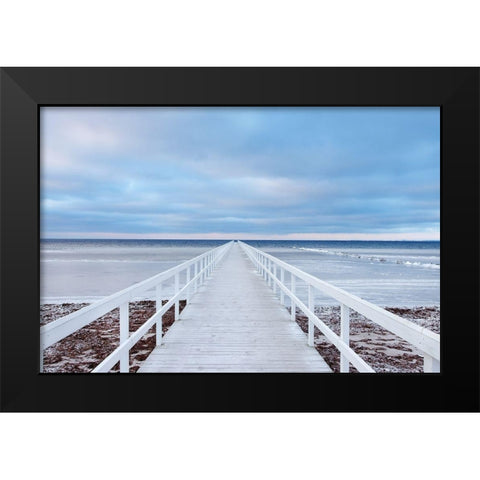 The Bridge Black Modern Wood Framed Art Print by Oleksinski