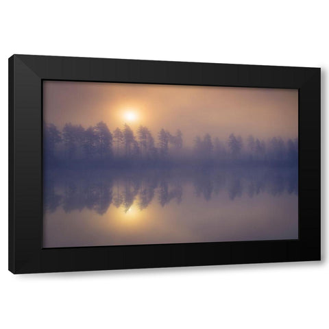 Misty trees Black Modern Wood Framed Art Print by 1x