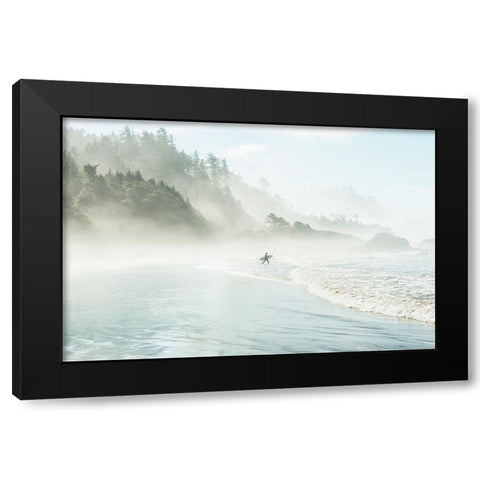 Catching the Morning Surf Black Modern Wood Framed Art Print by Suhrie