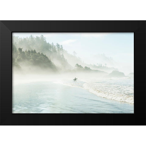 Catching the Morning Surf Black Modern Wood Framed Art Print by Suhrie