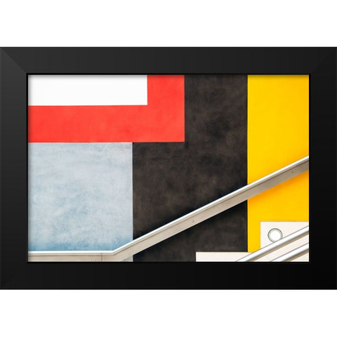 Colour Block Black Modern Wood Framed Art Print by Wride