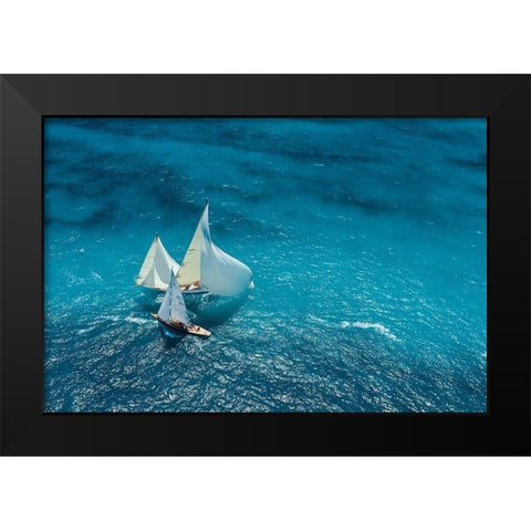 Pelissier - Croisement Bleu Black Modern Wood Framed Art Print by 1x