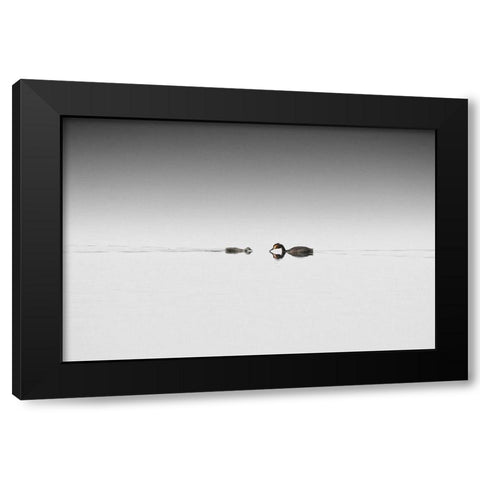 Meeting Black Modern Wood Framed Art Print by Pettersson