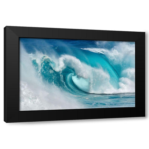 When the Ocean Turns into Blue Fire Black Modern Wood Framed Art Print by Montero