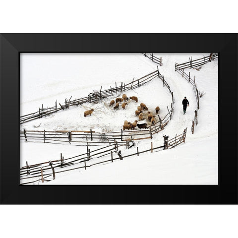 Protected Area Black Modern Wood Framed Art Print by Harag