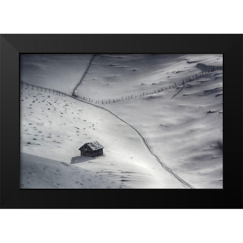 Winter Light Black Modern Wood Framed Art Print by Dulu