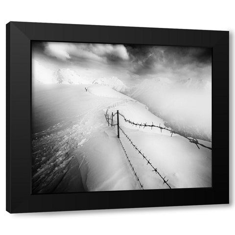 Into the White Black Modern Wood Framed Art Print with Double Matting by Rebustini