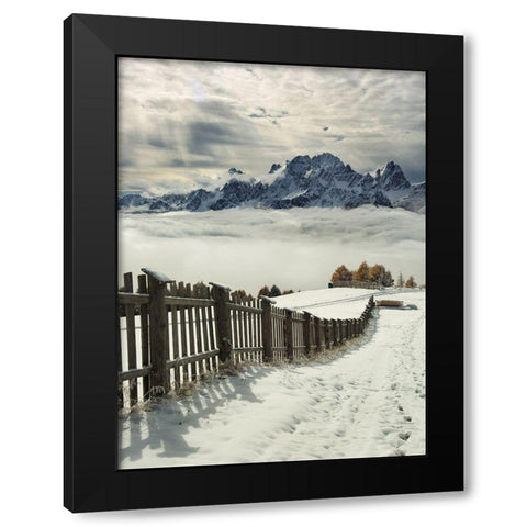 Colored Elements Black Modern Wood Framed Art Print by Swapnil