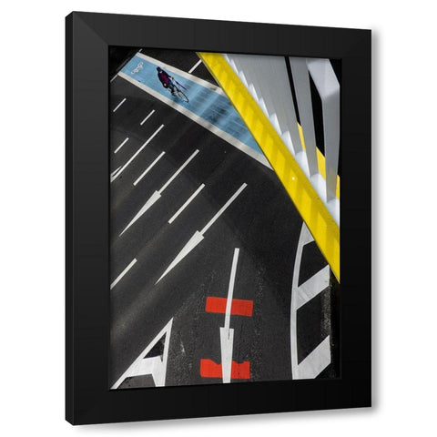 Tricolor Black Modern Wood Framed Art Print with Double Matting by Hashimoto