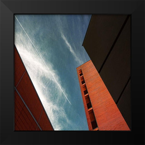Look up Barcelona Black Modern Wood Framed Art Print by Schuster