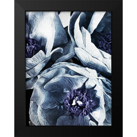 Peony Blue Petals I  Black Modern Wood Framed Art Print by Aldridge, Ashley