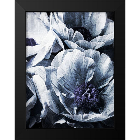 Peony Blue Petals II Black Modern Wood Framed Art Print by Aldridge, Ashley