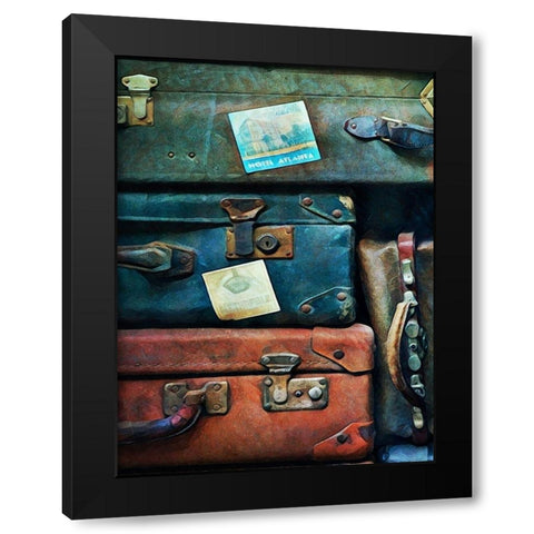 Vintage Stacked Suitcases I  Black Modern Wood Framed Art Print by Aldridge, Ashley