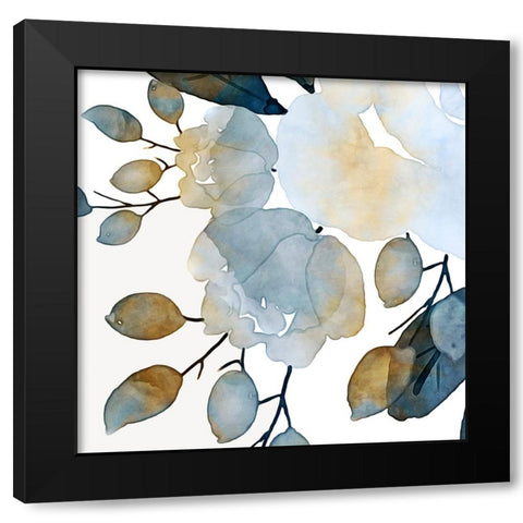 Blue Watercolour Floral I Black Modern Wood Framed Art Print by Aldridge, Ashley