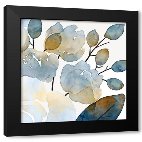 Blue Watercolour Floral II Black Modern Wood Framed Art Print with Double Matting by Aldridge, Ashley