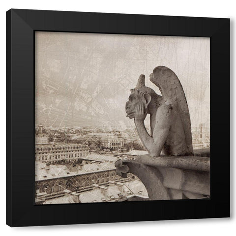 Gargoyle I Black Modern Wood Framed Art Print by YK Studios