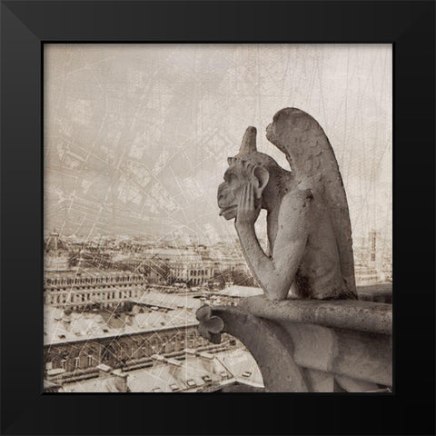 Gargoyle I Black Modern Wood Framed Art Print by YK Studios