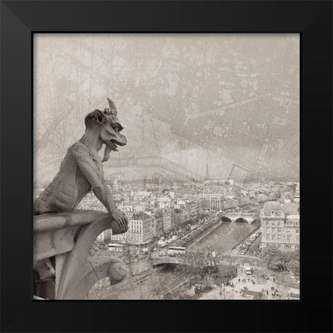 Gargoyle II Black Modern Wood Framed Art Print by YK Studios