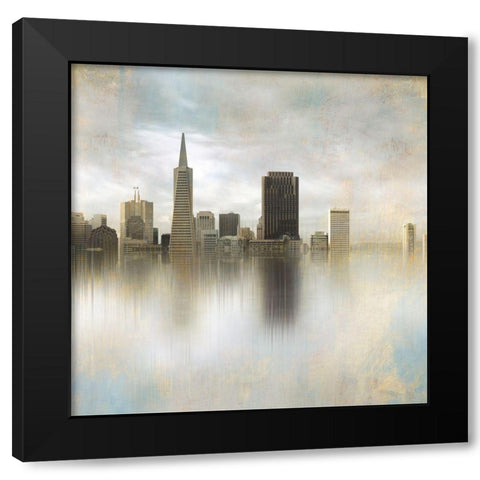 Skyline Views Black Modern Wood Framed Art Print with Double Matting by YK Studios