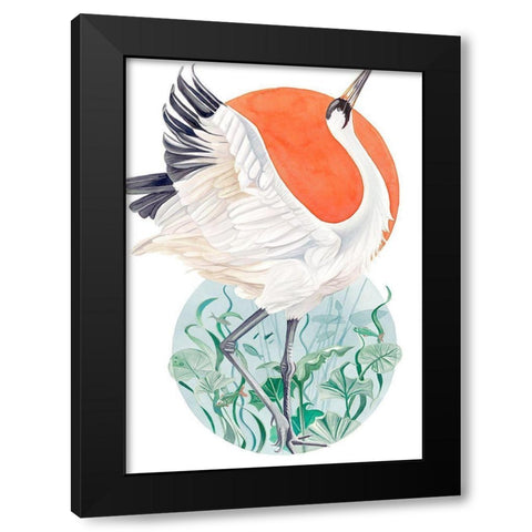 Flight Crane  Black Modern Wood Framed Art Print by Earle, Cathy