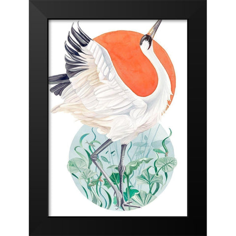 Flight Crane  Black Modern Wood Framed Art Print by Earle, Cathy