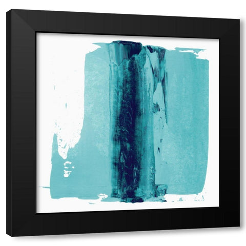 Teal Streak Black Modern Wood Framed Art Print with Double Matting by Aryai, Sia
