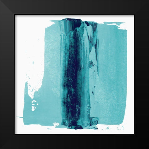Teal Streak Black Modern Wood Framed Art Print by Aryai, Sia