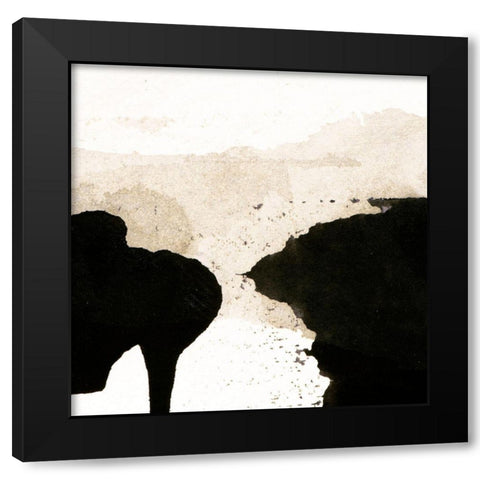 Ink Cliff I  Black Modern Wood Framed Art Print by Aryai, Sia