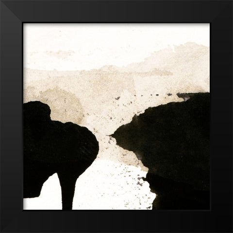 Ink Cliff I  Black Modern Wood Framed Art Print by Aryai, Sia