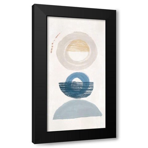 Crescent Lunar I Blue Version Black Modern Wood Framed Art Print by Hazel J