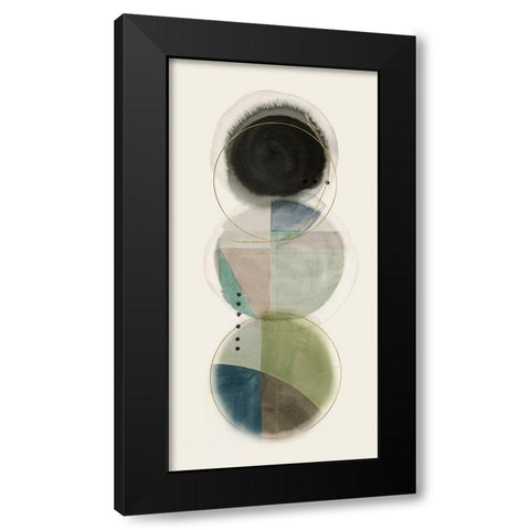 Stacked Circles II Black Modern Wood Framed Art Print with Double Matting by Hazel J