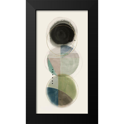Stacked Circles II Black Modern Wood Framed Art Print by Hazel J