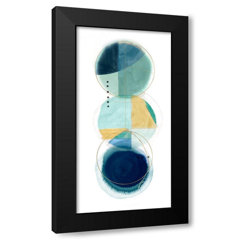 Stacked Circles II Blue Version Black Modern Wood Framed Art Print with Double Matting by Hazel J
