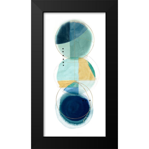 Stacked Circles II Blue Version Black Modern Wood Framed Art Print by Hazel J