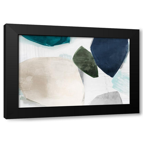 Shapes of Blue Blobs I Black Modern Wood Framed Art Print by Hazel J