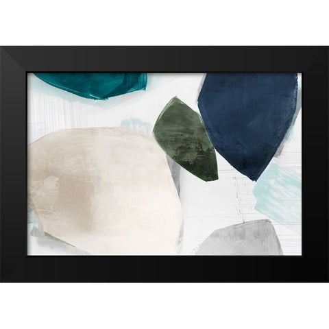 Shapes of Blue Blobs I Black Modern Wood Framed Art Print by Hazel J