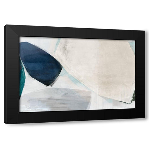 Shapes of Blue Blobs II Black Modern Wood Framed Art Print by Hazel J