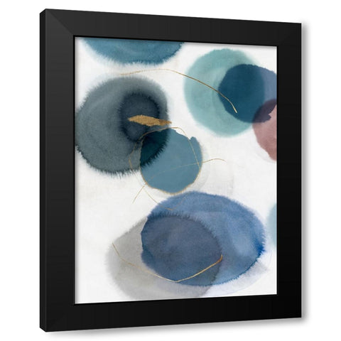 Soft Blue II Black Modern Wood Framed Art Print with Double Matting by Hazel J