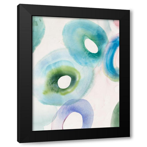 Watercolour Rings I Black Modern Wood Framed Art Print by Hazel J