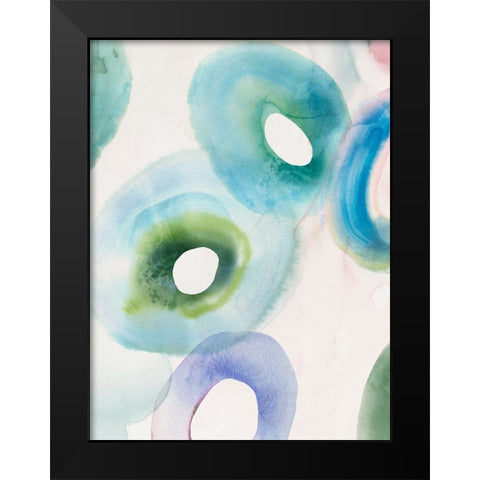 Watercolour Rings I Black Modern Wood Framed Art Print by Hazel J