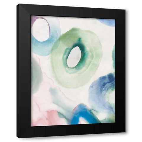 Watercolour Rings II Black Modern Wood Framed Art Print with Double Matting by Hazel J