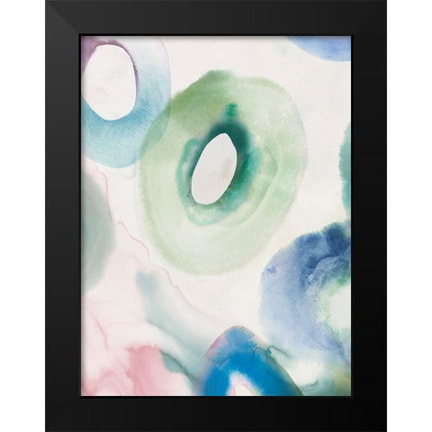 Watercolour Rings II Black Modern Wood Framed Art Print by Hazel J
