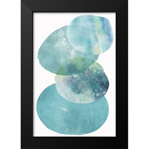 Pools of Ocean Blue Watercolor Abstract I Black Modern Wood Framed Art Print by Zalewski, Christine