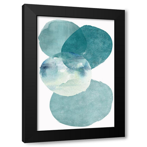 Pools of Ocean Blue Watercolor Abstract II  Black Modern Wood Framed Art Print by Zalewski, Christine