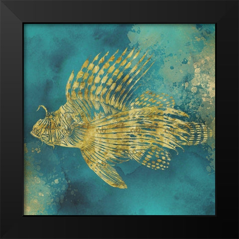 Lionfish of Gold on Aqua  Black Modern Wood Framed Art Print by Zalewski, Christine